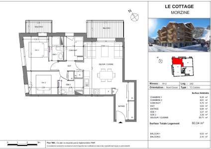Wynajem na narty Apartament 3 pokojowy kabina 6 osób (203) - Résidence Carlina - Morzine - Plan