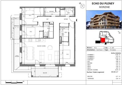 Alquiler al esquí Apartamento 4 piezas cabina para 8 personas (A204) - Résidence Echo du Pleney - Morzine - Plano