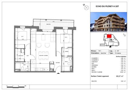Alquiler al esquí Apartamento 4 piezas cabina para 8 personas (A107) - Résidence Echo du Pleney - Morzine - Plano