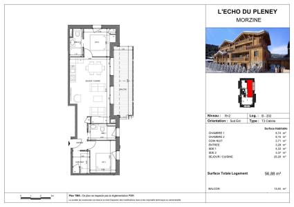 Rent in ski resort 4 room apartment cabin 8 people (B202) - Résidence Echo du Pleney - Morzine - Plan