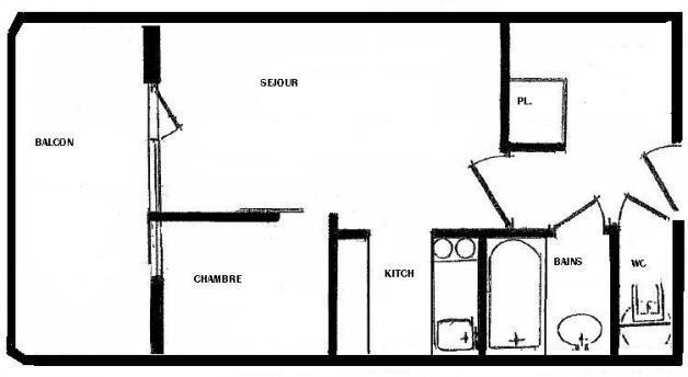 Rent in ski resort Studio sleeping corner or 1 room 2-4 people (366) - Résidence Grande Ourse - Peisey-Vallandry - Plan