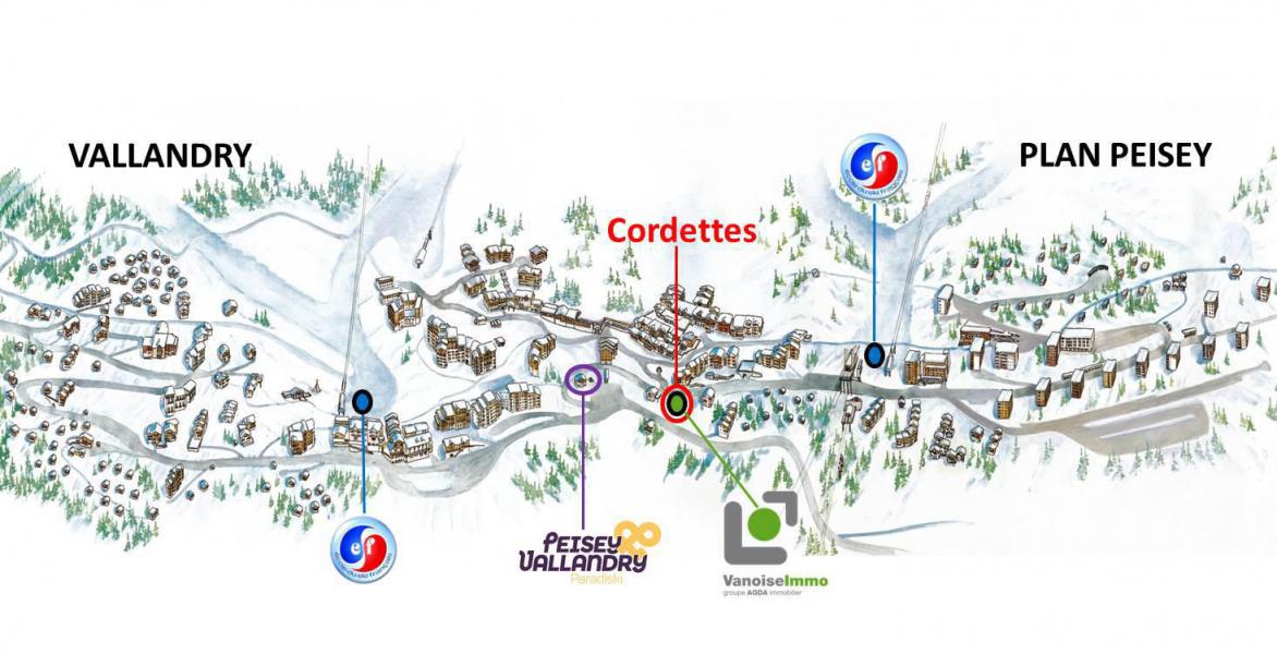 Ski verhuur Résidence les Cordettes - Peisey-Vallandry - Kaart