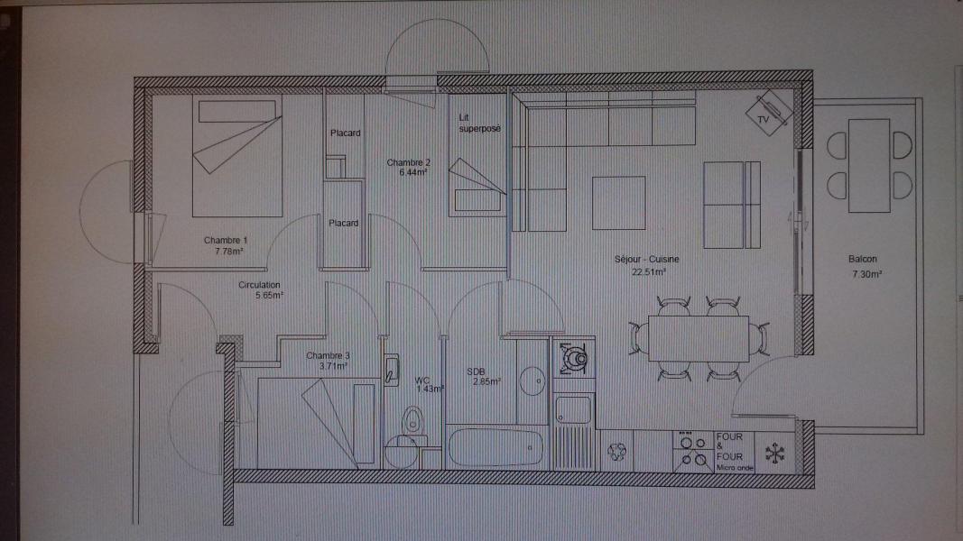 Skiverleih 4-Zimmer-Appartment für 8 Personen (09R) - Résidence Tétras - Peisey-Vallandry - Plan