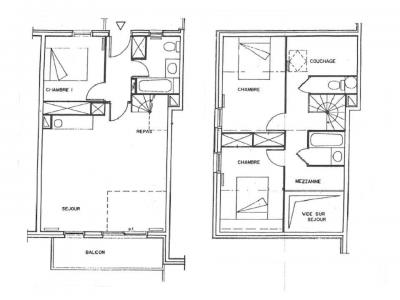 Rent in ski resort 4 room duplex apartment 8 people (10) - Résidence les Epilobes - Peisey-Vallandry - Plan