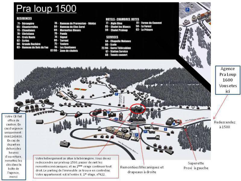 Ski verhuur Studio bergnis 6 personen (422) - Résidence la Bérangère II - Pra Loup - Kaart