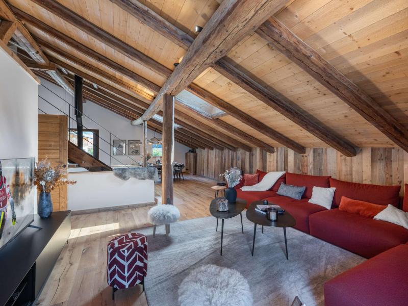 Rent in ski resort 5 room duplex semi-detached chalet 10 people - La Ferme St Gervais - Saint Gervais - Living room