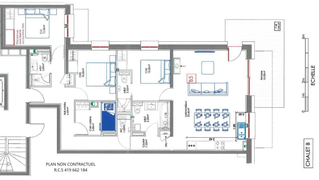 Rent in ski resort 4 room apartment cabin 8 people (B5) - La Résidence le Cheval Noir - Saint Martin de Belleville - Bedroom