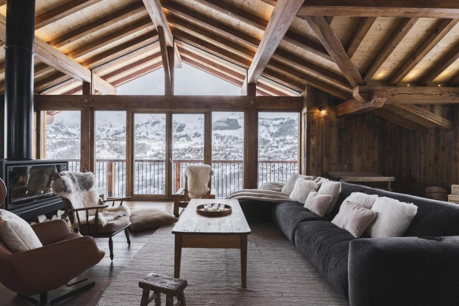 Rent in ski resort 8 room triplex chalet 12 people - Le Bercail - Saint Martin de Belleville - Living room