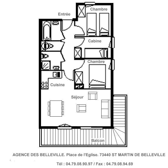 Skiverleih 4-Zimmer-Appartment für 6 Personen (08) - Résidence Arméria - Saint Martin de Belleville - Plan