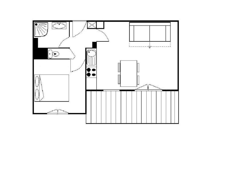 Wynajem na narty Apartament 2 pokojowy 4 osób (A1) - Résidence le Cochet - Saint Martin de Belleville - Plan
