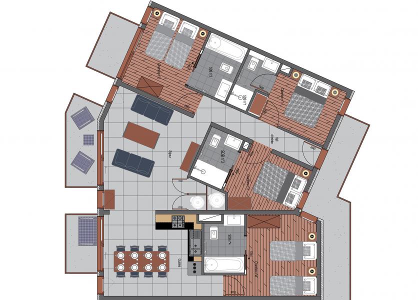 Ski verhuur Appartement 5 kamers 8 personen (3) - Résidence Trolles Prestige - Saint Martin de Belleville - Kaart