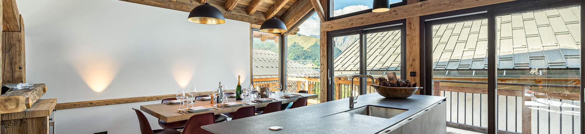Rent in ski resort 6 room duplex chalet 10 people - Chalet la Grange - Saint Martin de Belleville - Open-plan kitchen