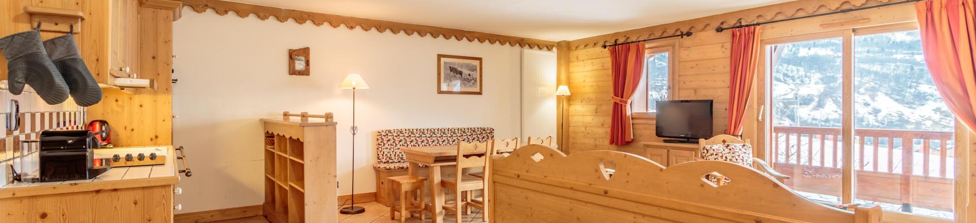 Skiverleih 4-Zimmer-Holzhütte für 8 Personen (C08) - Les Chalets du Gypse - Saint Martin de Belleville - Wohnzimmer