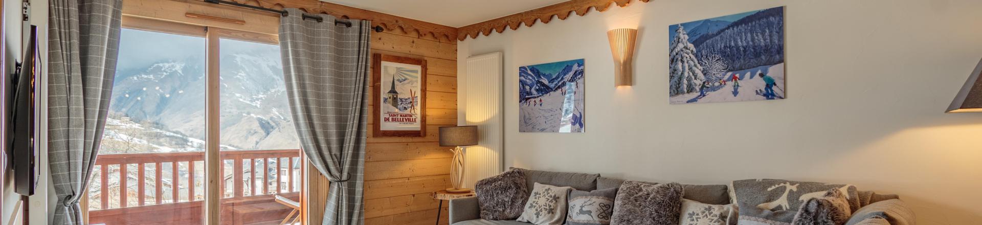 Ski verhuur Appartement 4 kamers 8 personen (B01) - Les Chalets du Gypse - Saint Martin de Belleville - Woonkamer