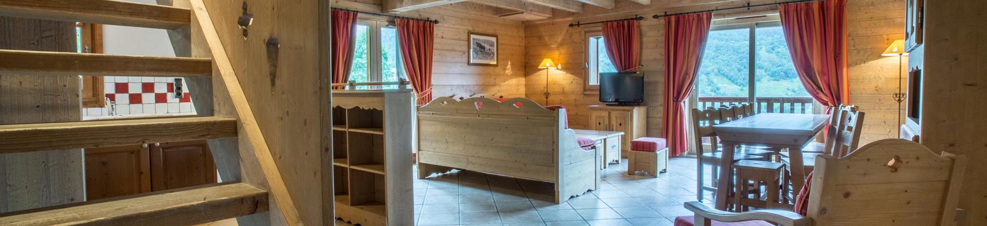 Ski verhuur Appartement 4 kamers mezzanine 10 personen (C16) - Les Chalets du Gypse - Saint Martin de Belleville - Woonkamer