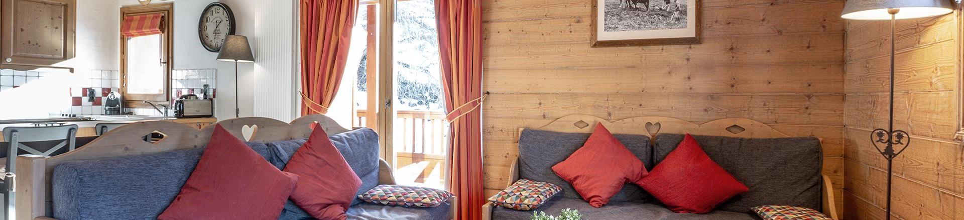 Ski verhuur Appartement 4 kamers mezzanine 10 personen (C16) - Les Chalets du Gypse - Saint Martin de Belleville - Woonkamer