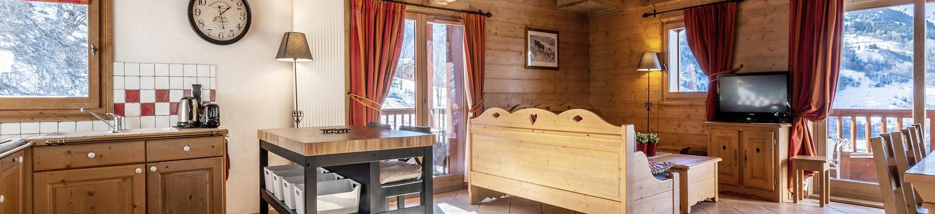 Ski verhuur Appartement 4 kamers mezzanine 10 personen (C16) - Les Chalets du Gypse - Saint Martin de Belleville - Woonkamer