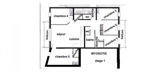 Wynajem na narty Apartament 6 pokojowy 10 osób (Myosotis) - Chalet le Renouveau - Saint Martin de Belleville - Plan