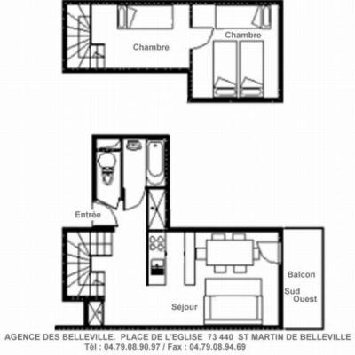 Alquiler al esquí Apartamento 2 piezas cabina duplex para 6 personas (D18) - Résidence les Murgers - Saint Martin de Belleville - Plano