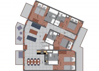 Alquiler al esquí Apartamento 5 piezas para 8 personas (2) - Résidence Trolles Prestige - Saint Martin de Belleville - Plano
