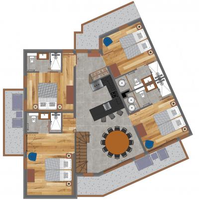 Wynajem na narty Apartament duplex 8 pokojowy 12 osób (5) - Résidence Trolles Prestige - Saint Martin de Belleville - Plan