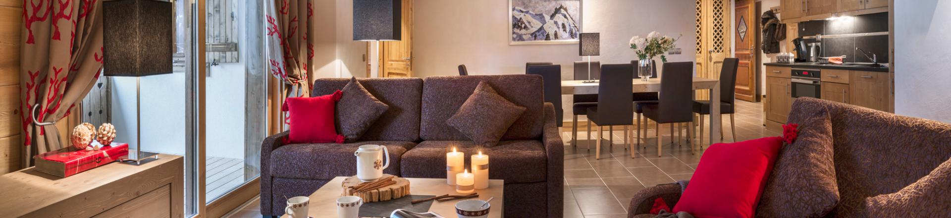 Skiverleih Résidence Boutique Les Chalets de Layssia - Samoëns - Wohnzimmer