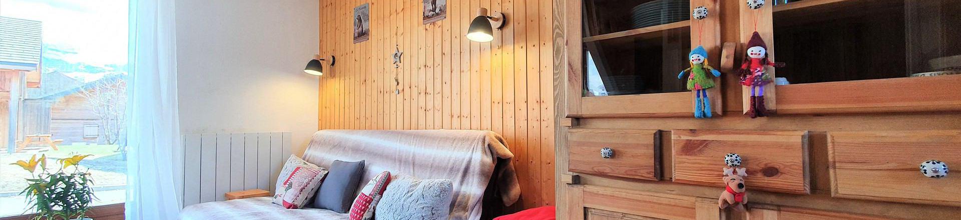 Rent in ski resort 3 room duplex semi-detached chalet 6 people (F2) - Le Hameau du Puy - Superdévoluy - Living room