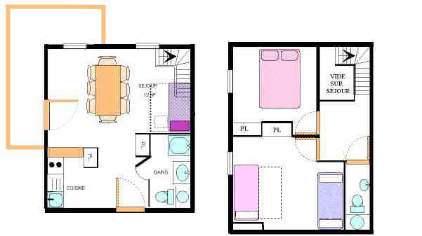Location au ski Appartement duplex 3 pièces 8 personnes (30) - Résidence le Petit Mont Cenis - Termignon-la-Vanoise - Plan