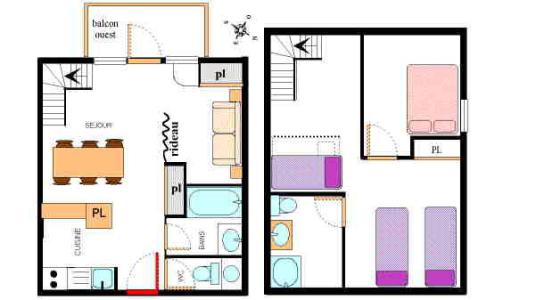 Wynajem na narty Apartament duplex 3 pokojowy 8 osób (A32) - Résidence le Petit Mont Cenis - Termignon-la-Vanoise - Plan