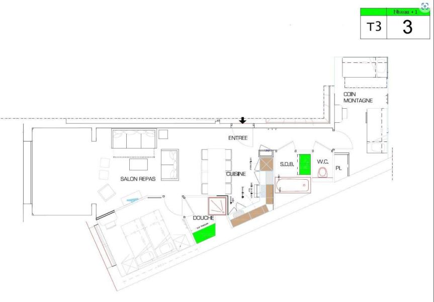 Skiverleih 3-Zimmer-Appartment für 8 Personen (3) - Résidence Almes 1 - Tignes - Plan