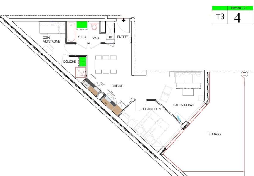 Location au ski Appartement 2 pièces coin montagne 6 personnes (4) - Résidence Almes 1 - Tignes - Plan