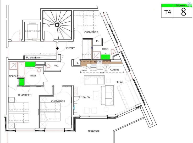 Soggiorno sugli sci Appartamento 4 stanze con alcova per 10 persone (8) - Résidence Almes 1 - Tignes - Mappa