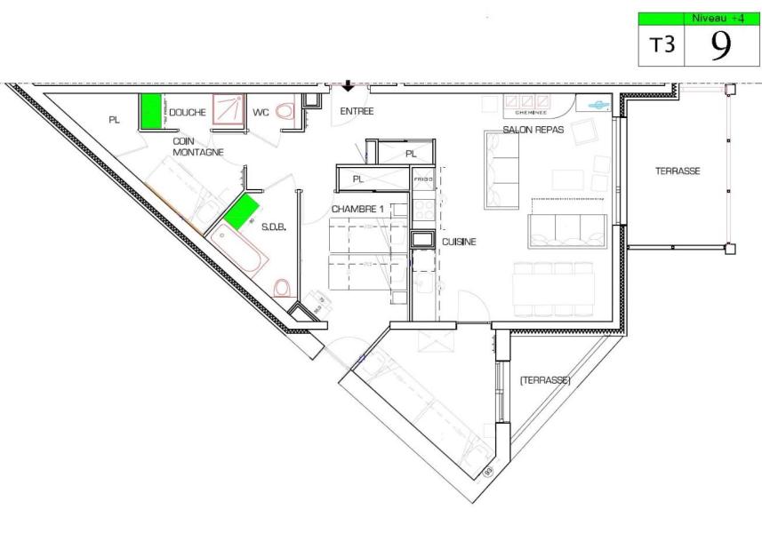 Alquiler al esquí Apartamento cabina 3 piezas para 8 personas (9) - Résidence Almes 1 - Tignes - Plano