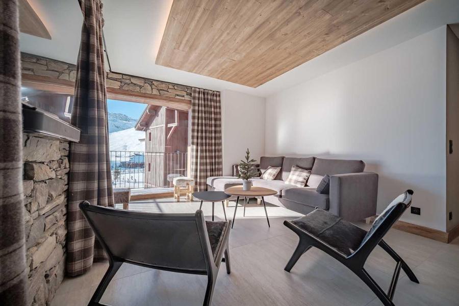 Skiverleih 4-Zimmer-Holzhütte für 8 Personen (97m²) - Résidence Hôtelière Denali - Tignes - Wohnzimmer