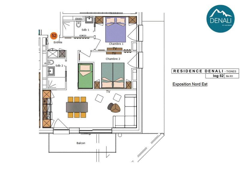 Soggiorno sugli sci Appartamento 3 stanze per 6 persone (58m²) - Résidence Hôtelière Denali - Tignes - Mappa