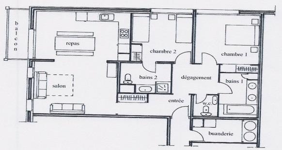 Wynajem na narty Apartament 3 pokojowy 6 osób (2) - Résidence Les Suites du Val Claret - Tignes - Plan