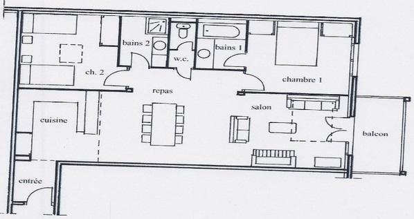 Rent in ski resort 3 room duplex mezzanine apartment 8 people (4) - Résidence Les Suites du Val Claret - Tignes - Plan