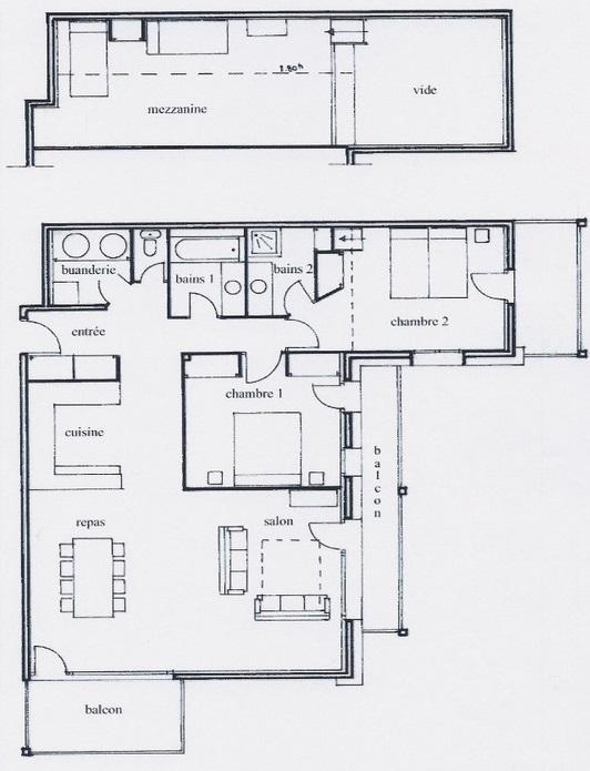 Alquiler al esquí Apartamento 3 piezas duplex - mezzanine 9 personas (6) - Résidence Les Suites du Val Claret - Tignes - Plano