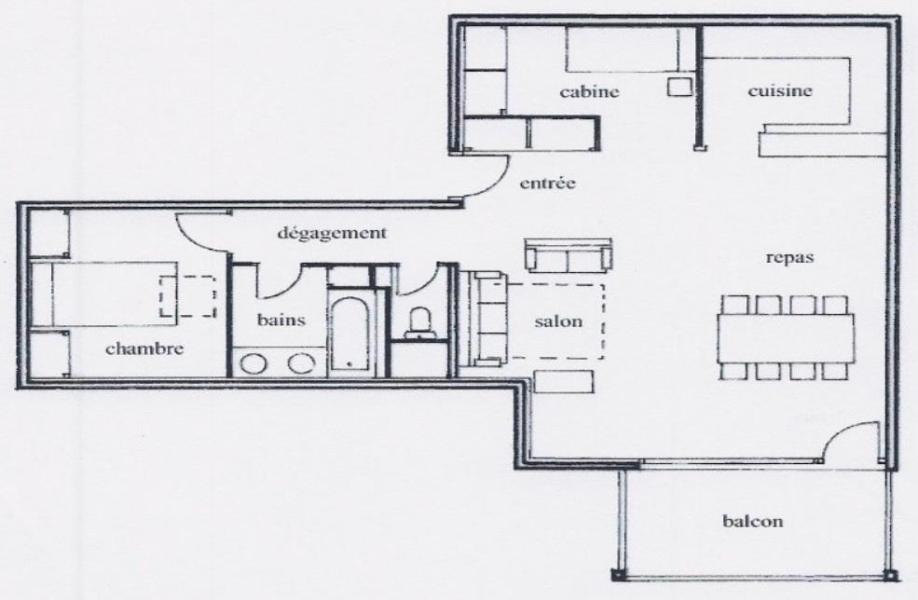 Аренда на лыжном курорте Апартаменты 2 комнат 6 чел. (7) - Résidence Les Suites du Val Claret - Tignes - план