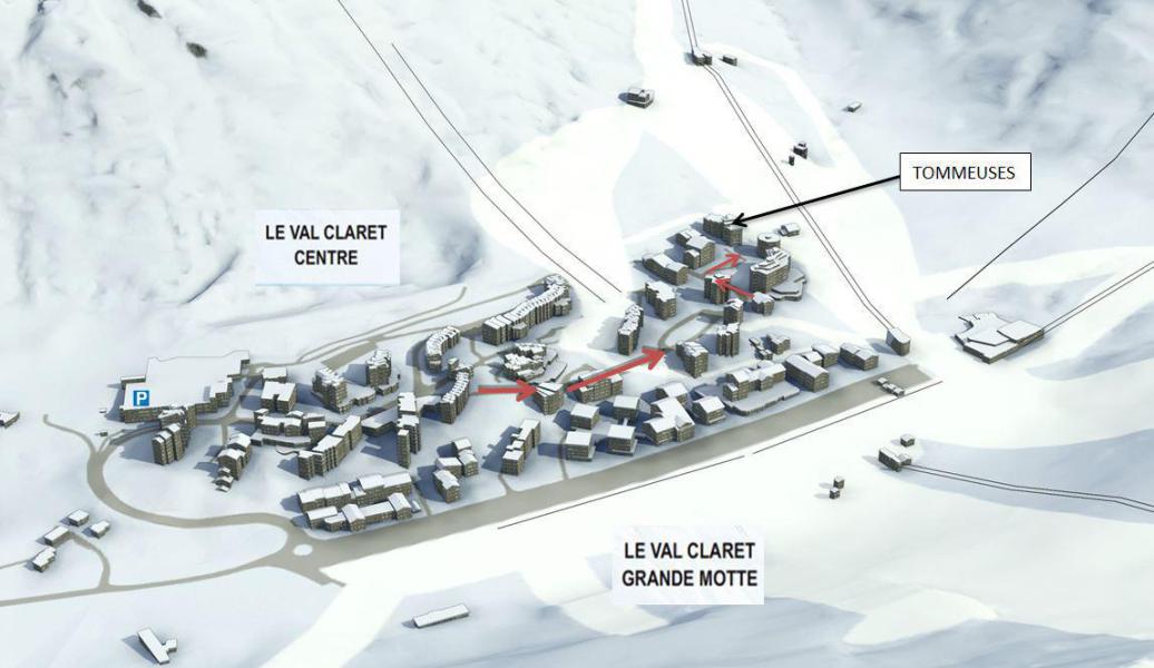 Ski verhuur Résidence les Tommeuses - Tignes - Kaart