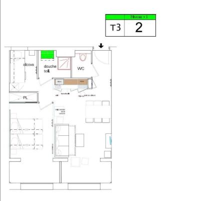 Skiverleih 2-Zimmer-Berghütte für 6 Personen (2) - Résidence Almes 1 - Tignes - Plan