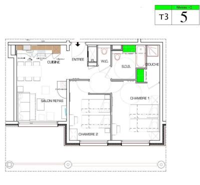 Rent in ski resort 3 room apartment 6 people (5) - Résidence Almes 1 - Tignes - Plan