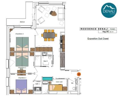 Wynajem na narty Apartament 4 pokojowy z alkową 8 osób (87m²) - Résidence Hôtelière Denali - Tignes