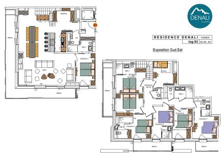 Rent in ski resort 8 room duplex apartment 16 people (83) - Résidence Hôtelière Denali - Tignes - Plan