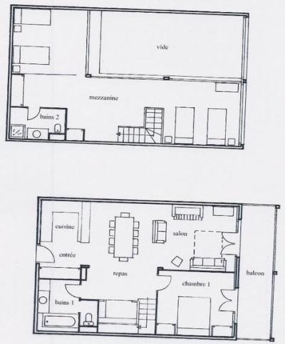 Rent in ski resort 3 room duplex mezzanine apartment 9 people (5) - Résidence Les Suites du Val Claret - Tignes - Plan