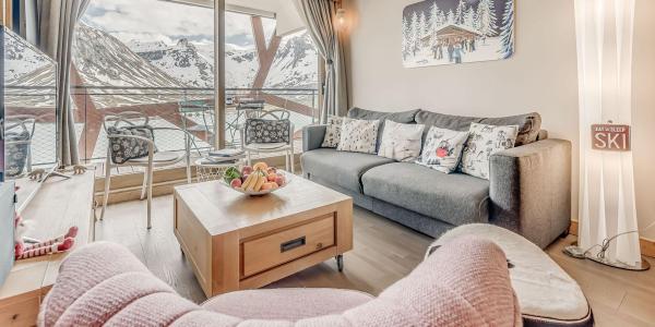 Skiverleih 3-Zimmer-Holzhütte für 6 Personen (602P) - Résidence Phoenix - Tignes - Wohnzimmer