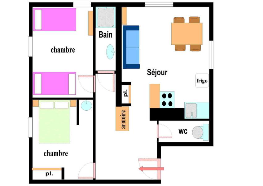 Skiverleih 3-Zimmer-Appartment für 5 Personen (1) - Maison de Village Chuquet - Val Cenis - Plan