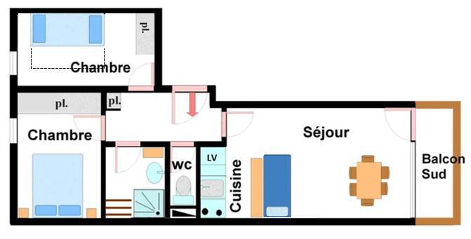 Location au ski Appartement 3 pièces 6 personnes (49) - Résidence Colombaz - Val Cenis - Plan