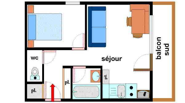 Location au ski Appartement 2 pièces 4 personnes (053) - Résidence Colombaz - Val Cenis - Plan