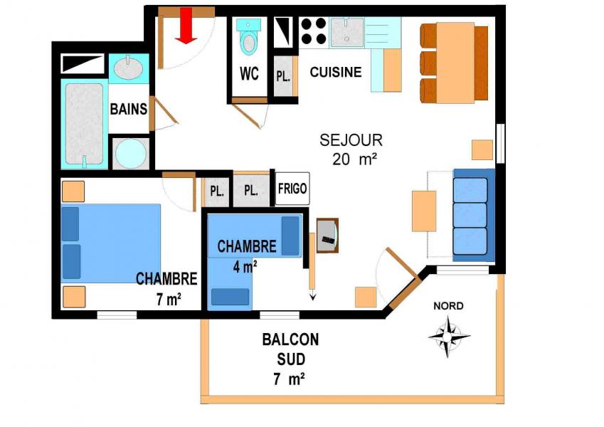 Location au ski Appartement 3 pièces 6 personnes (A71) - Résidence le Bonheur des Pistes - Val Cenis - Plan